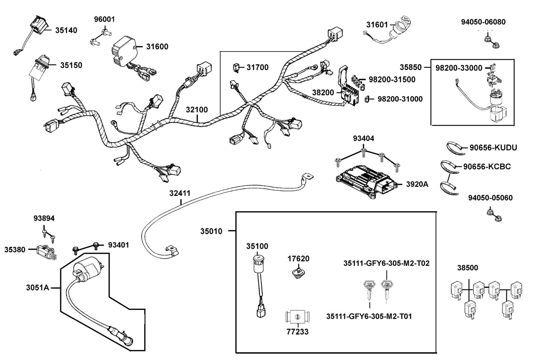 UXV 700i TURF (2017~) Harness Wire parts diagram