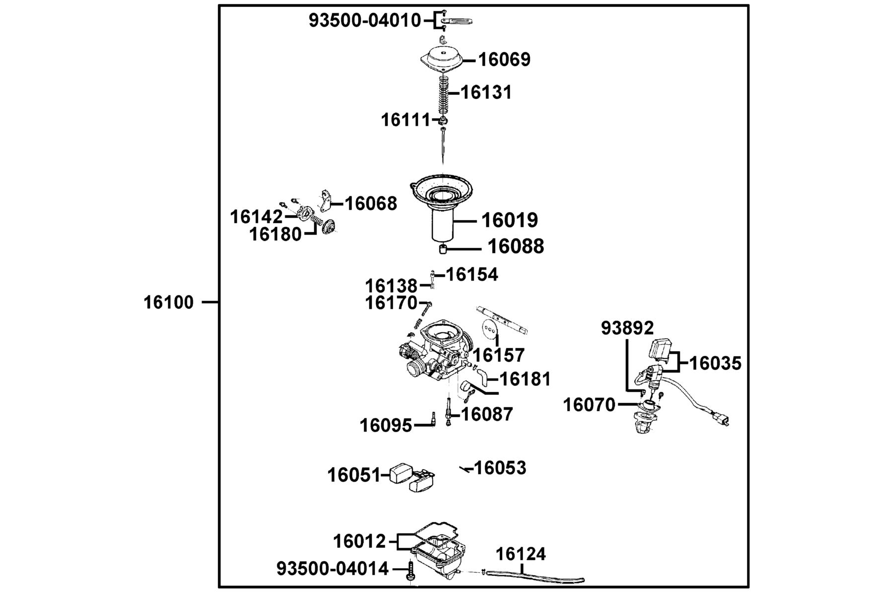 SUPER 8 150X (2021) Carburetor parts diagram