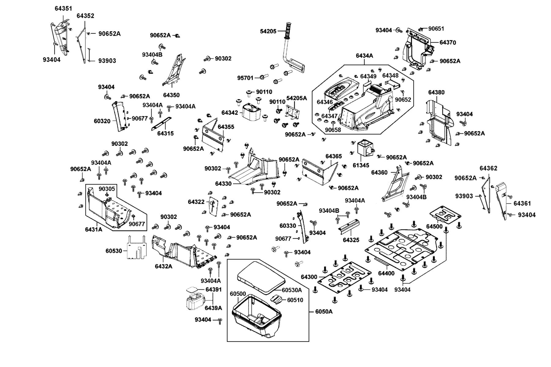 UXV 700i 2023MY Box Assy Luggage● Panel Assy R/L Footrest parts diagram