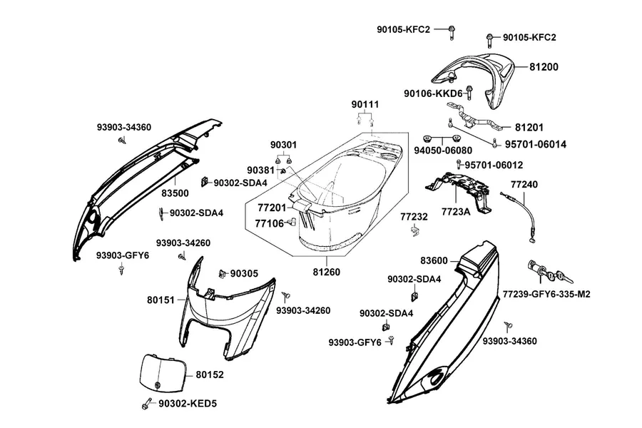 F13 Body Cover and Luggage Box parts diagram