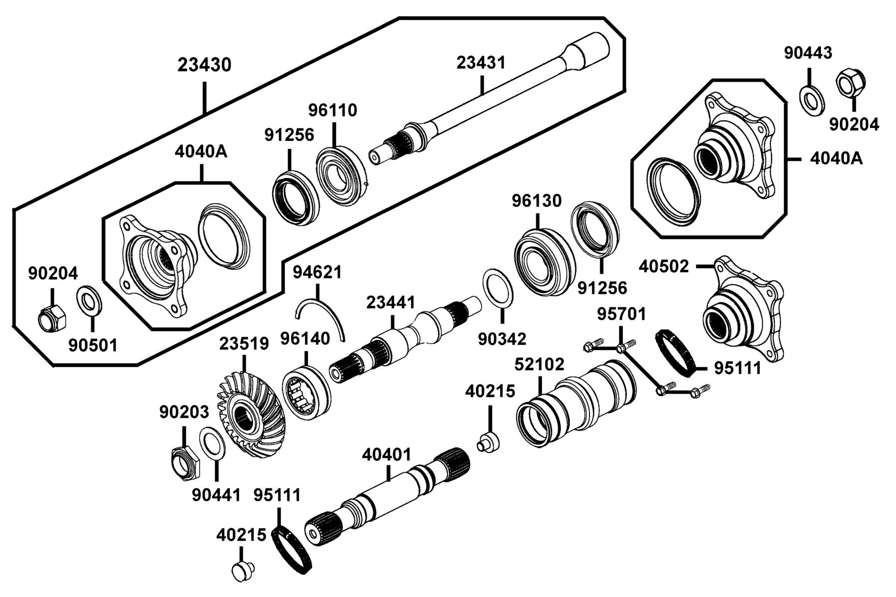 MAXXER 450I Shaft Drive Front parts diagram