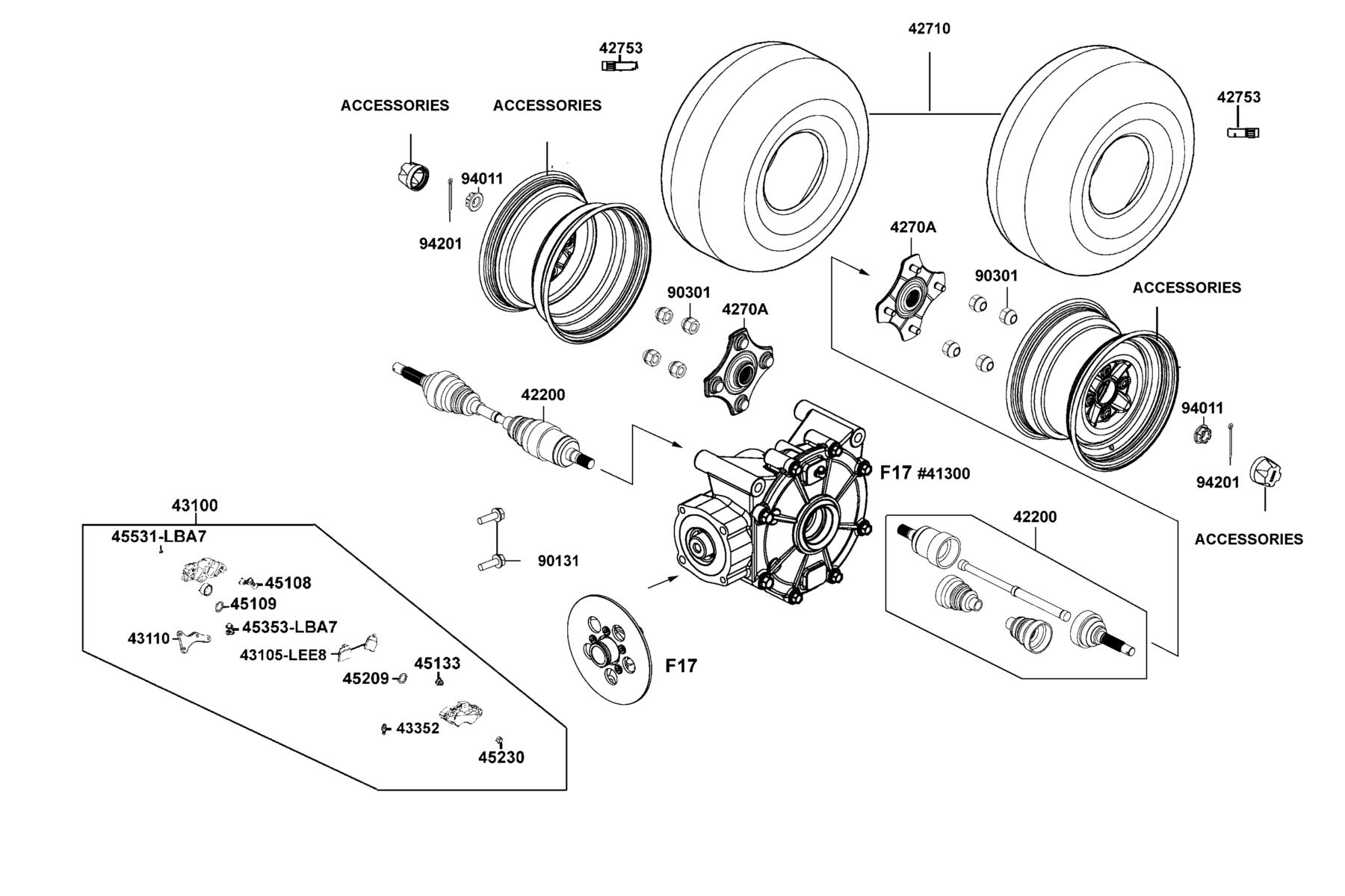 UXV 450i LE (2016~) Wheel Assy Rr parts diagram