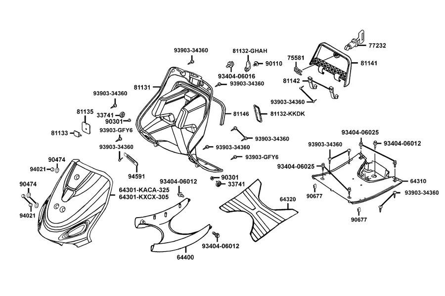 F05 Font Cover, Step Floor and Inner Box parts diagram