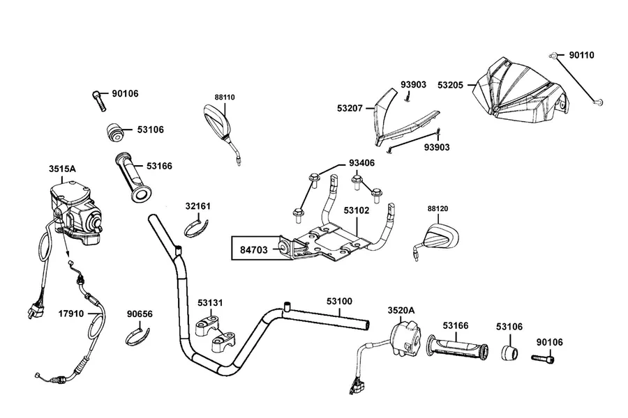 F03 Handle Steering parts diagram