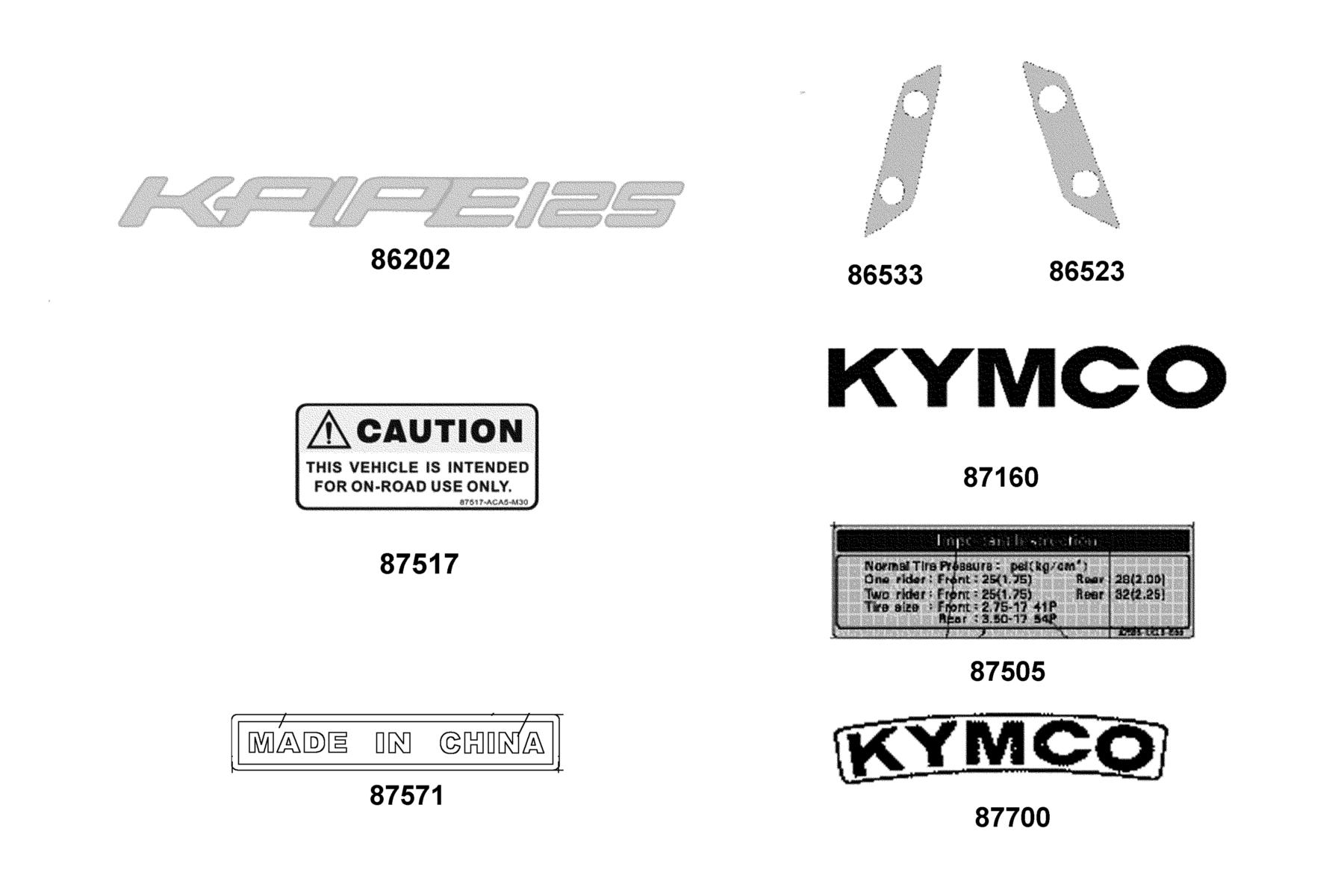 K-PIPE 125(2016~) Emblem ● Stripe parts diagram