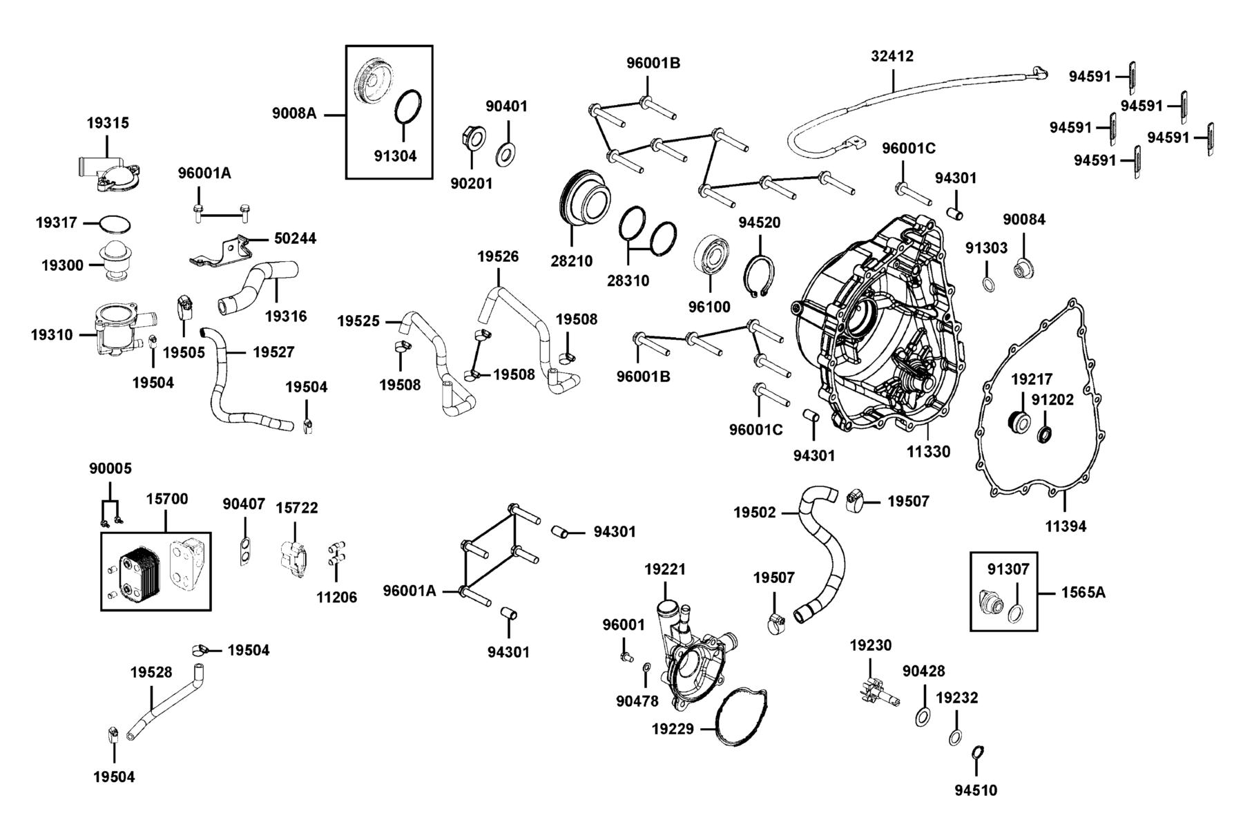 UXV 700i LE (2017) Right Crankcase Cover ● Water Pump parts diagram