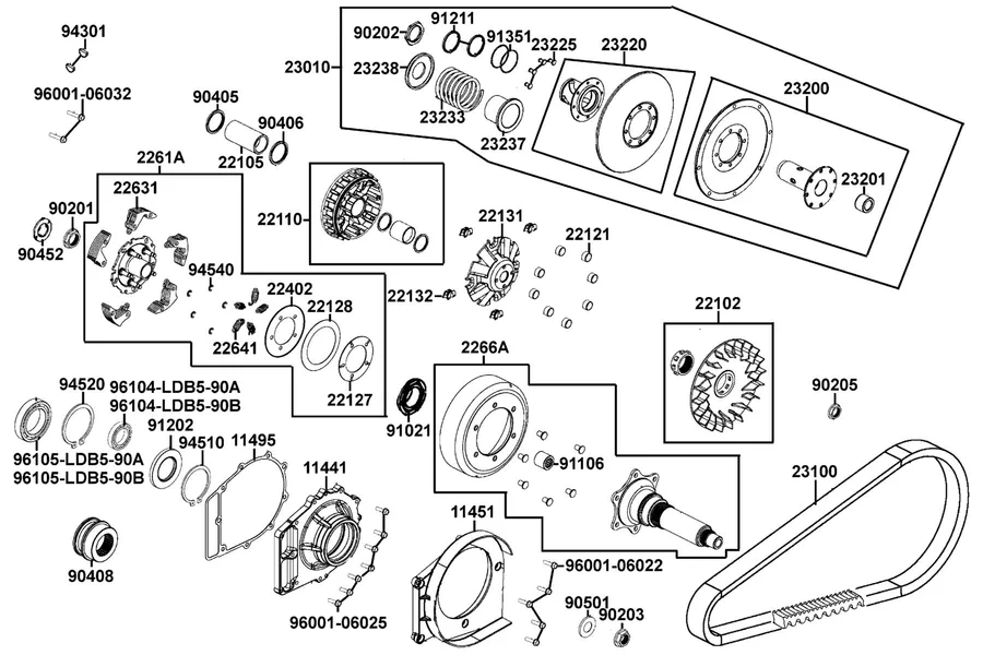 E05 Drive Pulley parts diagram
