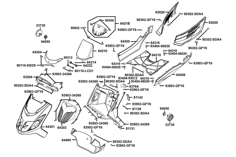 F05 Front Cover and Floor Panel parts diagram