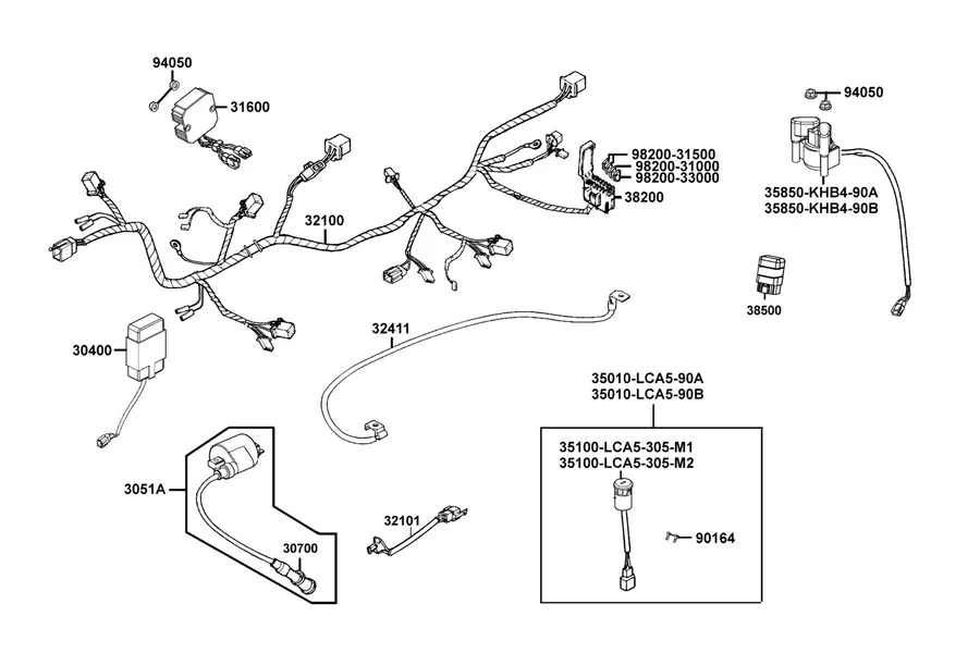F20 Harness Wire parts diagram