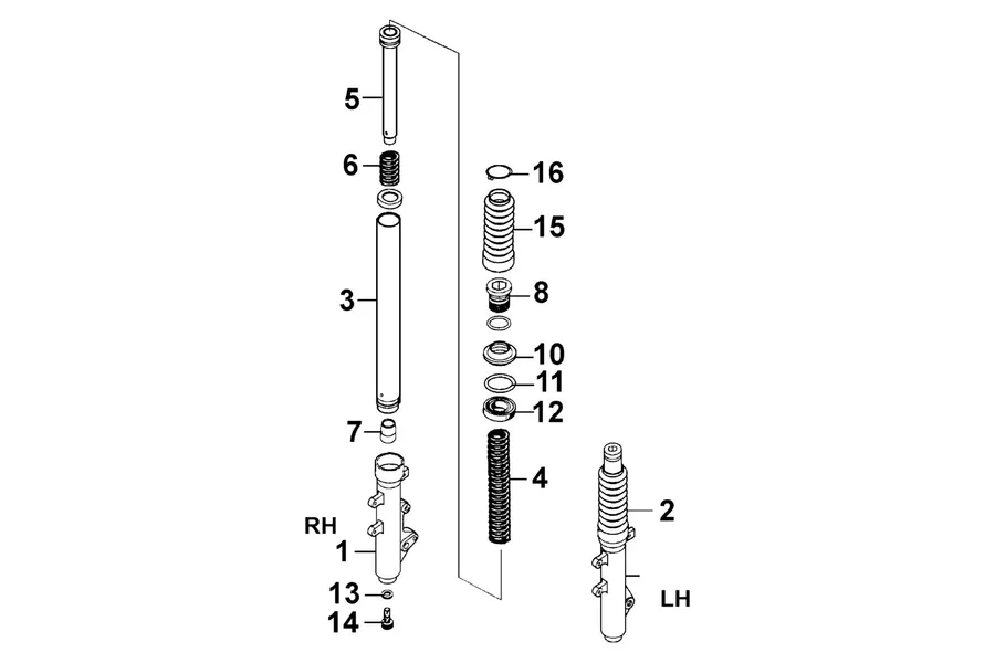 F22 Separated Parts Of Fr Fork parts diagram