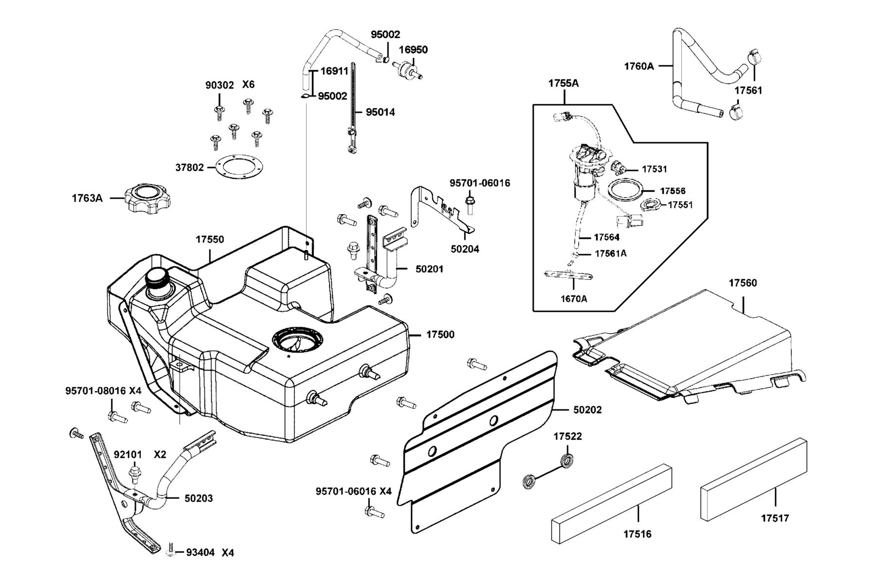 MXU 700i LE(2021) Fuel Tank parts diagram