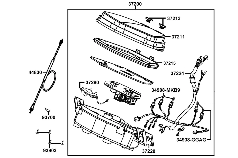 F02 Speedometer parts diagram