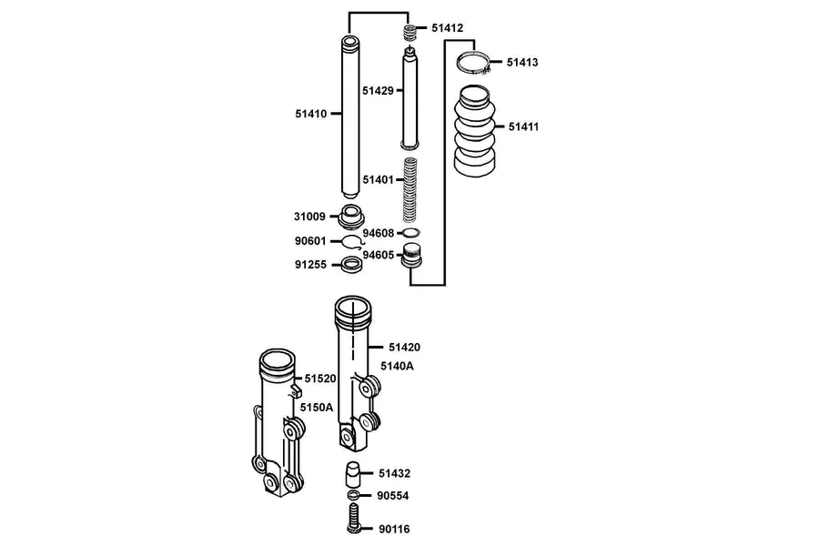 F24 Separated Parts Of Fr Fork parts diagram