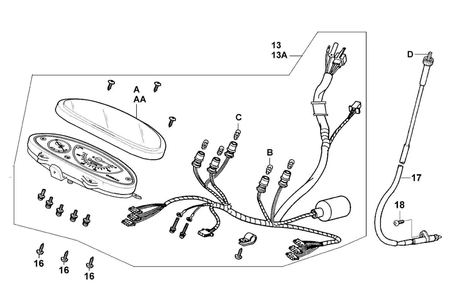 F02 Speedometer parts diagram