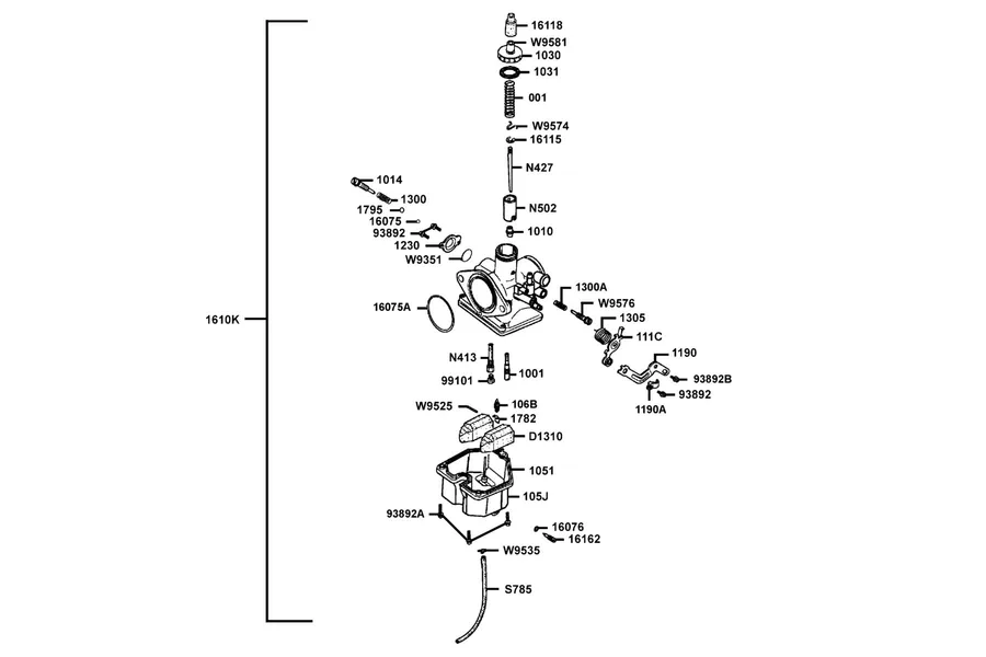 E09 Carburetor parts diagram