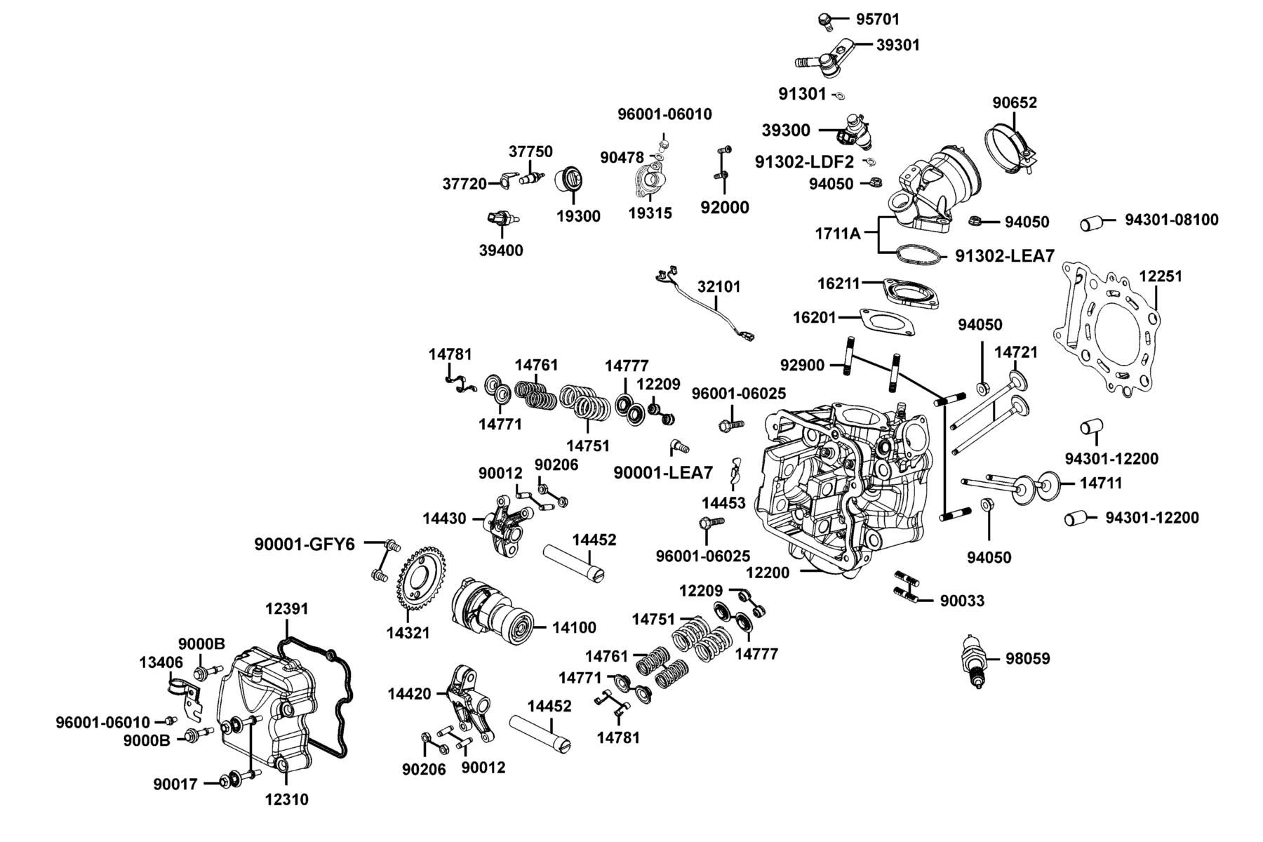 PEOPLE GTi 300 (2016~) Cylinder Head Cover ● Cylinder Head parts diagram