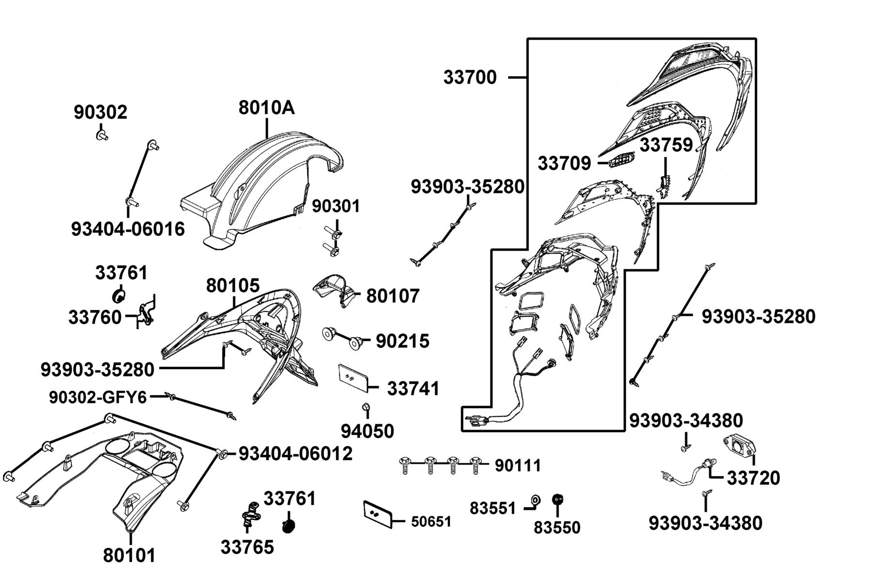 X-Town 300i ABS(2023) Tail Light parts diagram