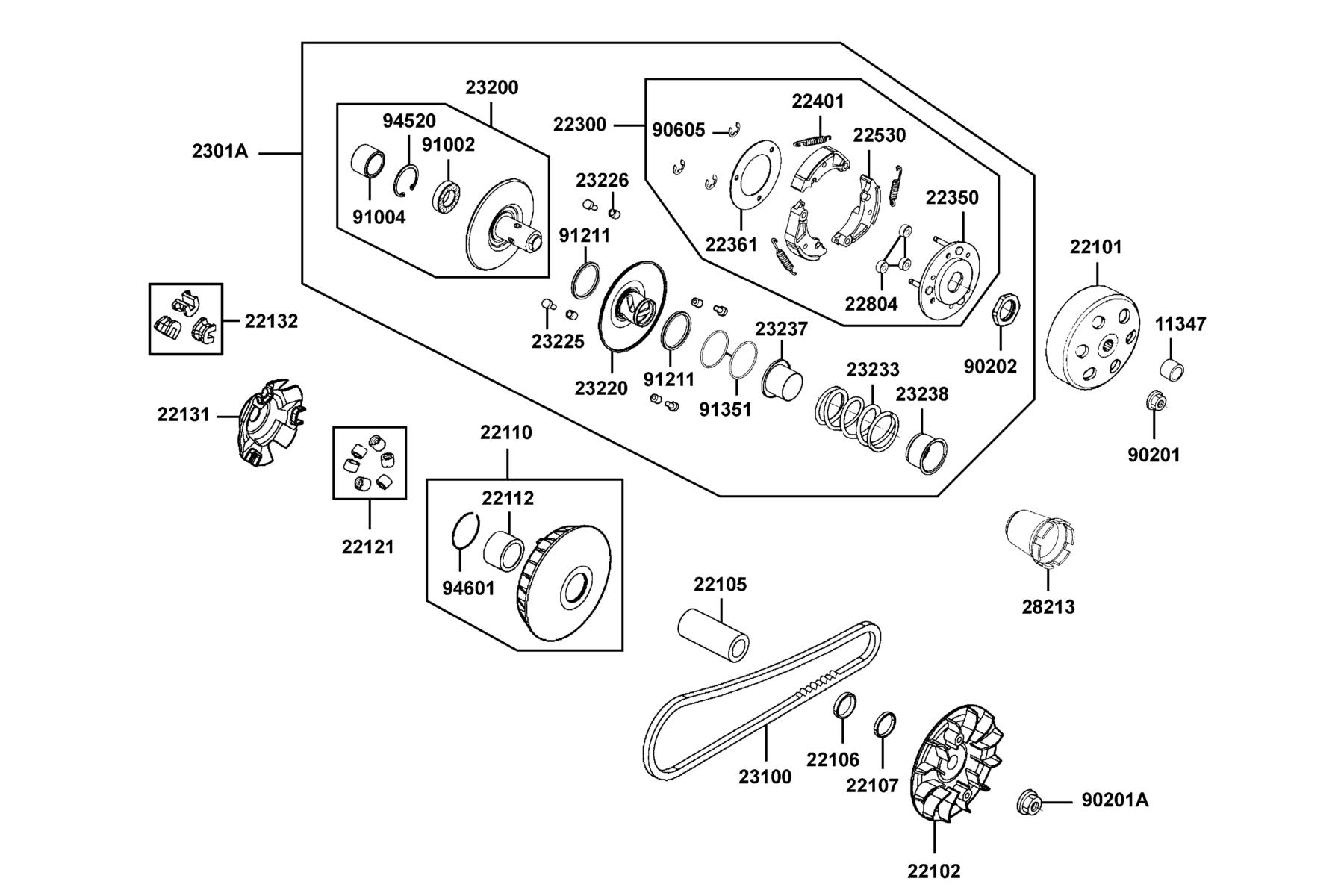 MXU 270 Drive Pulley parts diagram