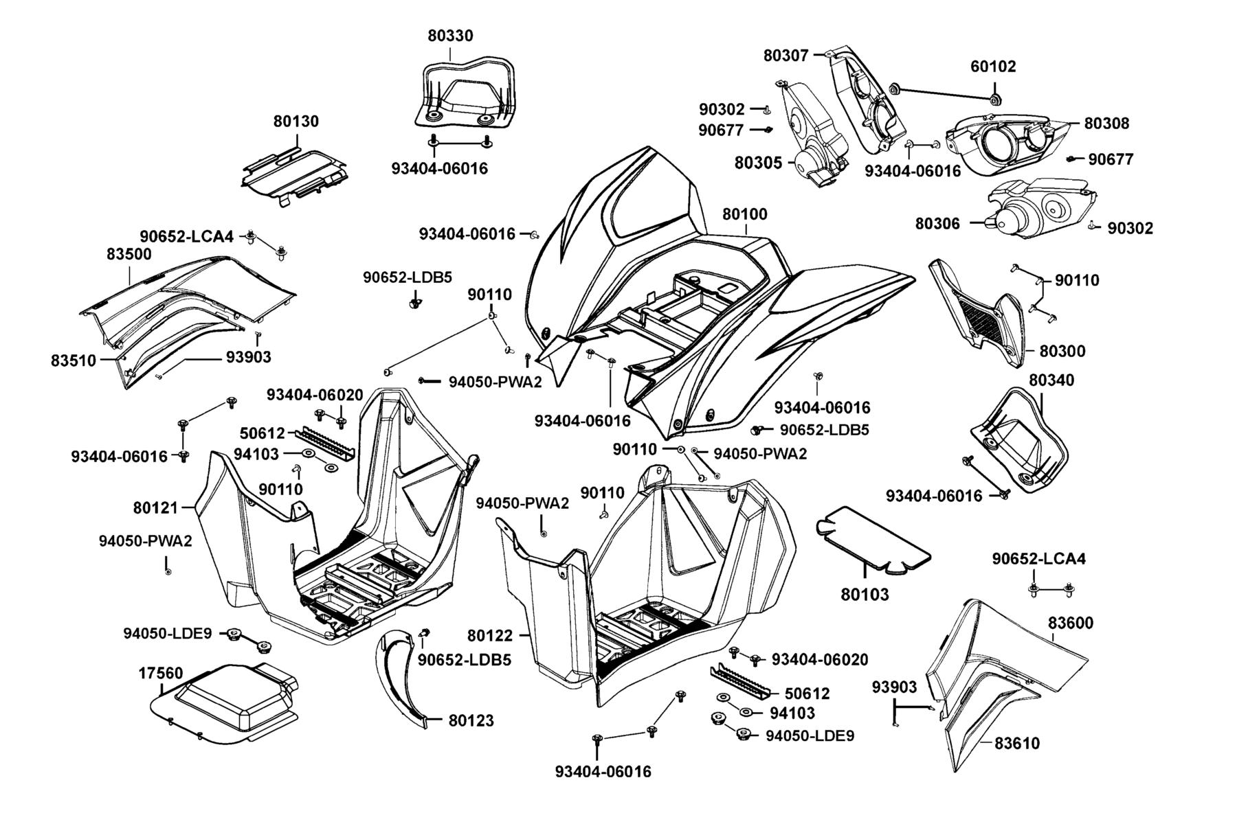 MAXXER 450i (2021) Fender Rear ● Mudguard  Floor parts diagram