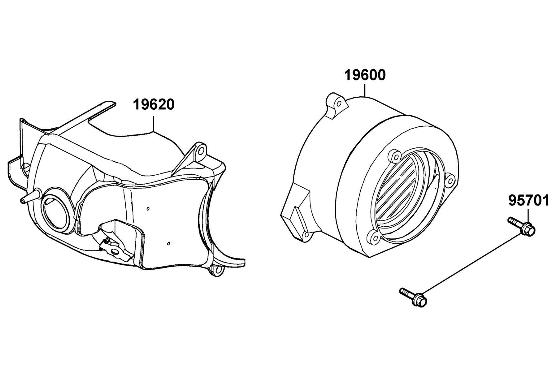 KYMCO Mongoose 50 Fan Cover and Shroud parts diagram