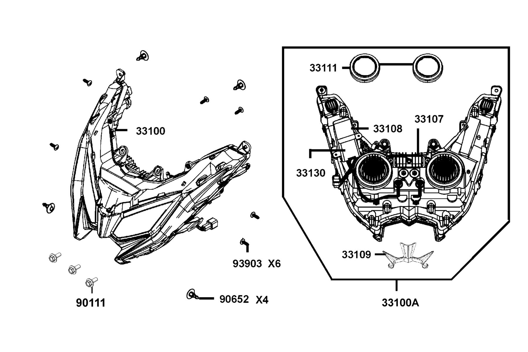 AK550 ST Head Light parts diagram