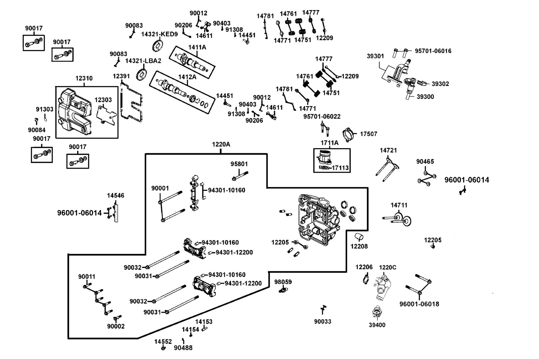 KYMCO MXU 500i (2014+) Cylinder Head Cover and Cylinder Head parts diagram