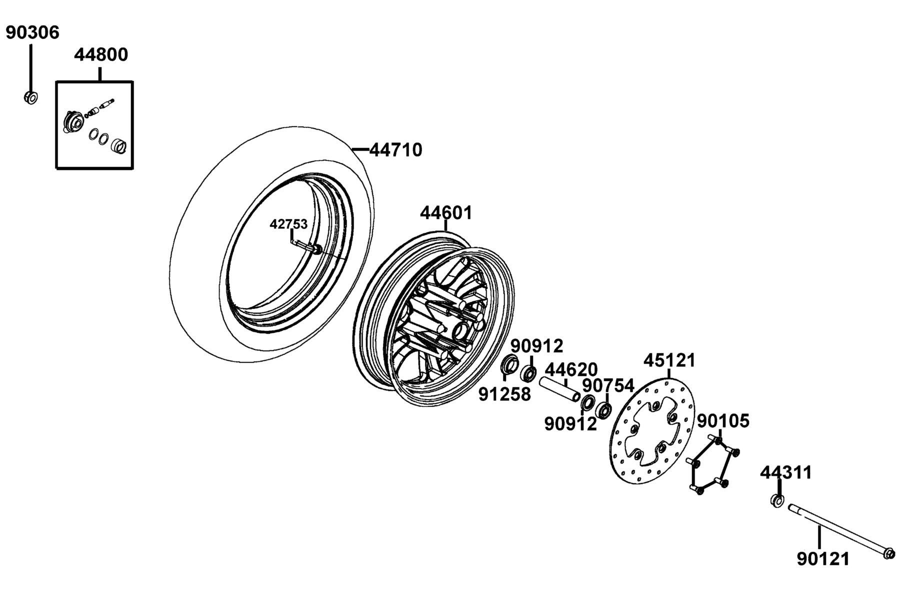 LIKE (2010~) Front Wheel parts diagram