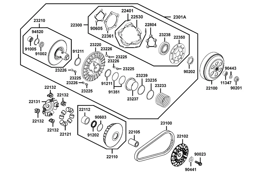 E05 Transmission Pulley parts diagram