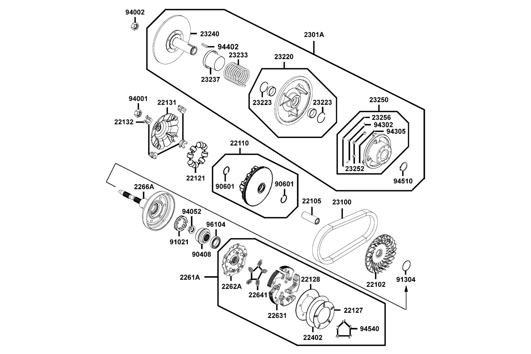 KYMCO MXU 375 (Utility)_Off Road Drive Pulley parts diagram