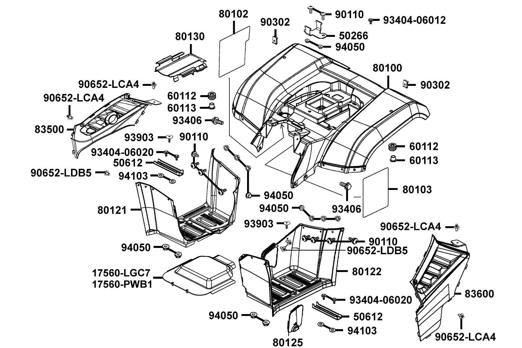 KYMCO MXU 375 2009 - 2011 Fender Rear and Mudguard Floor parts diagram