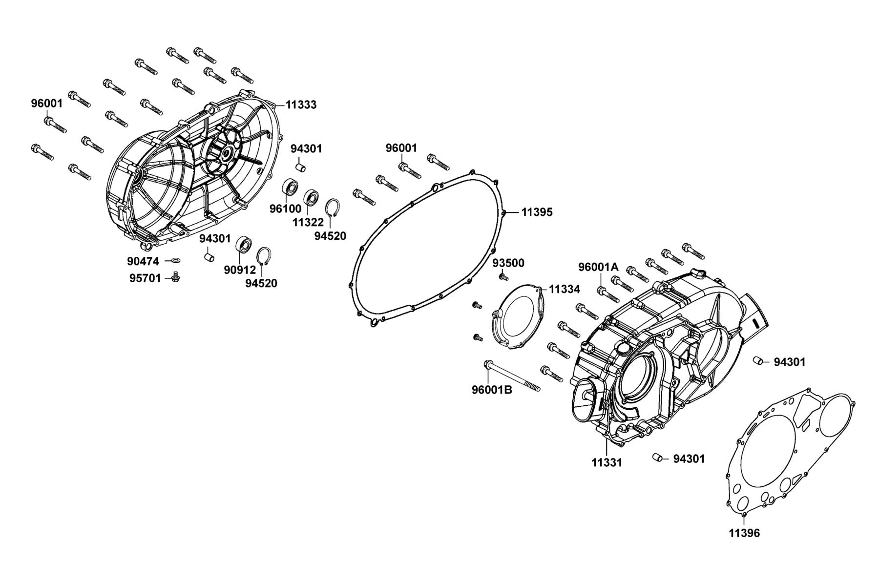 UXV Cover Right Crank Case parts diagram