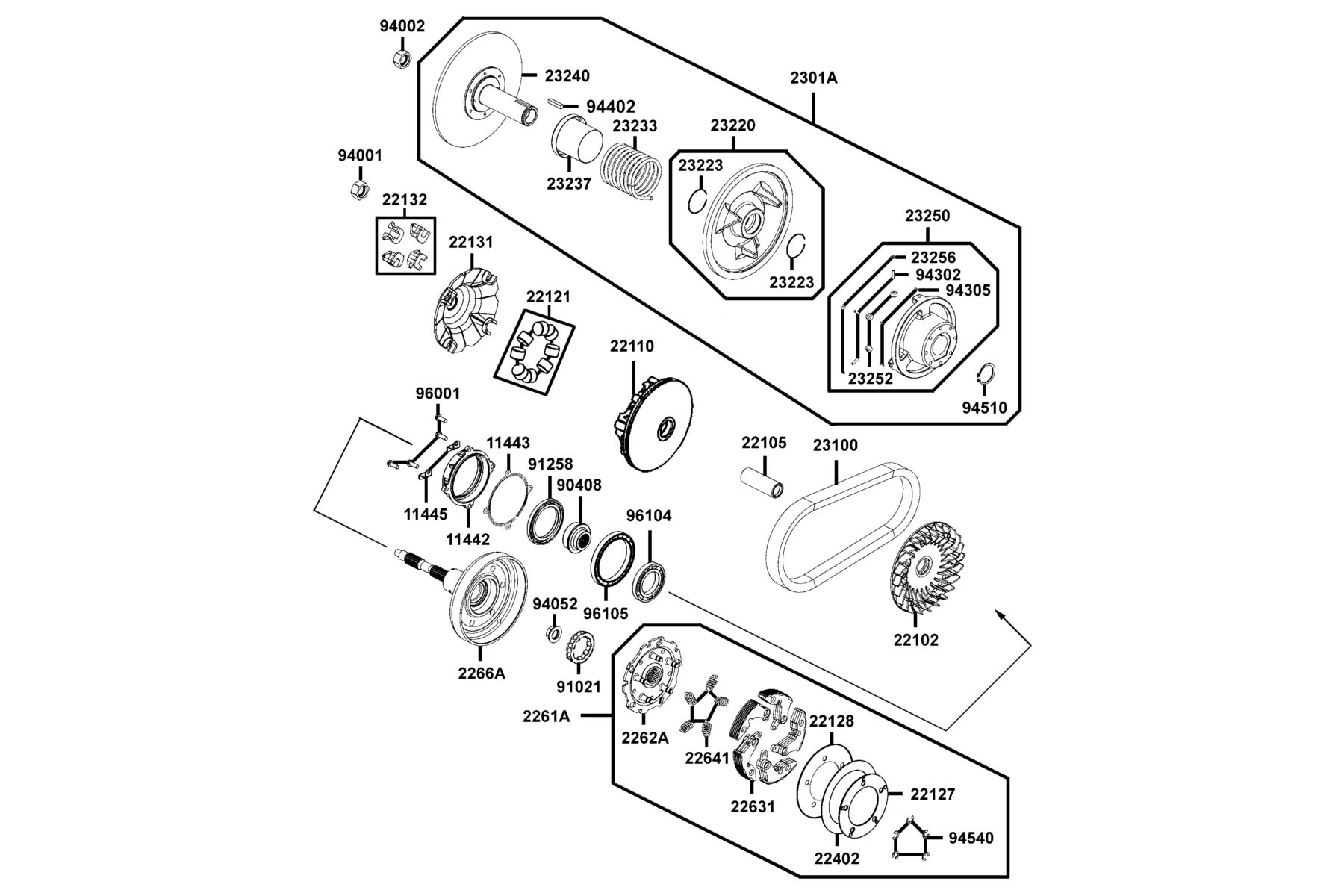 MXU 450i LE(2020) Drive Pulley parts diagram