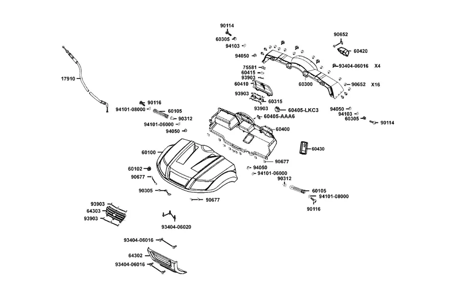F03 Fender Fr parts diagram