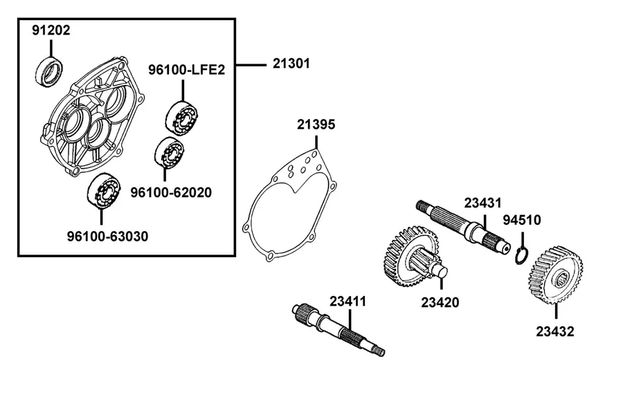 E08 Transmission parts diagram