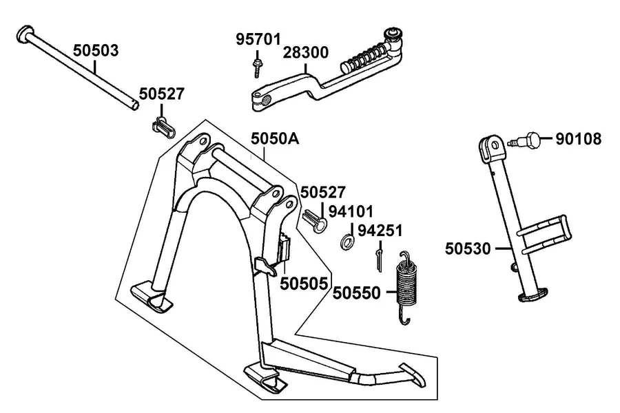 F16 Stand and Kick Starter Arm parts diagram