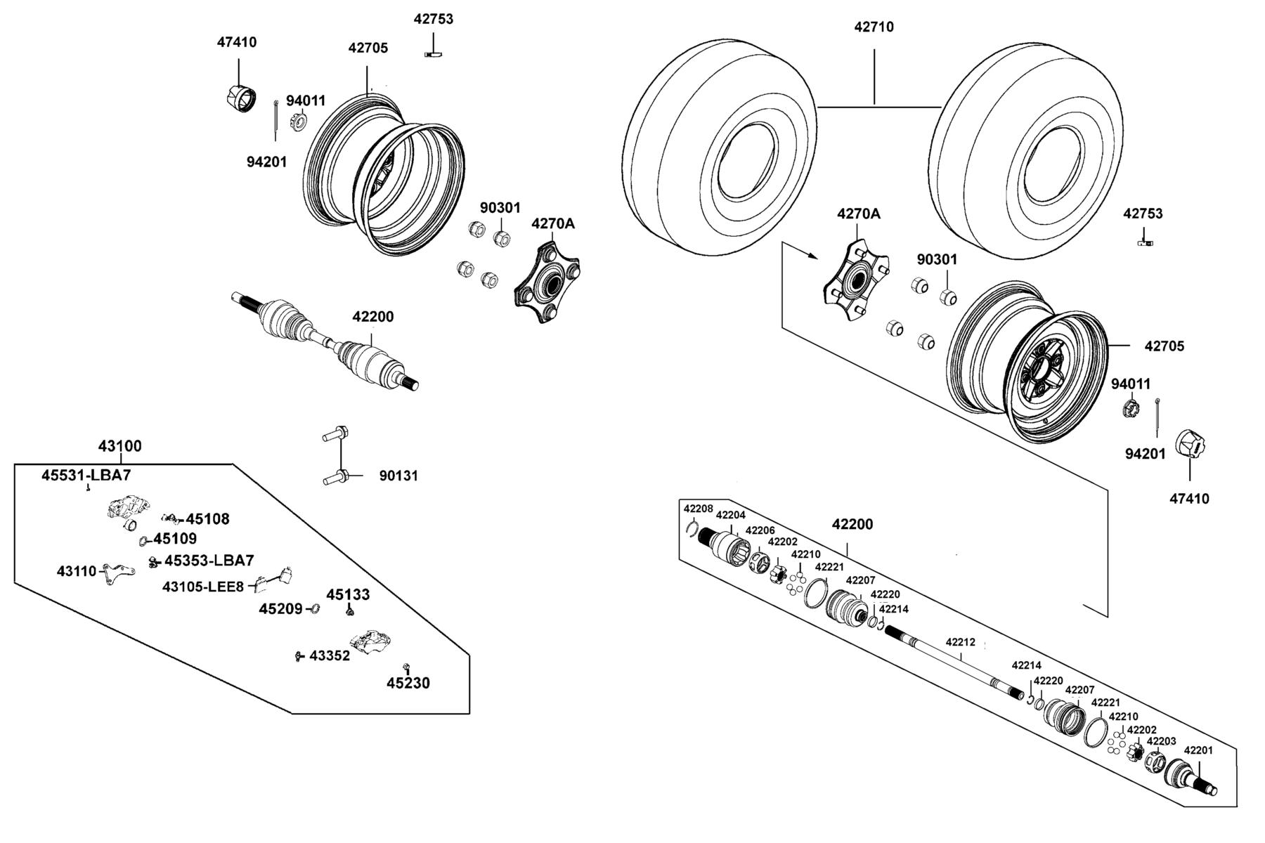 UXV 450i 2023MY Wheel Assy Rr parts diagram