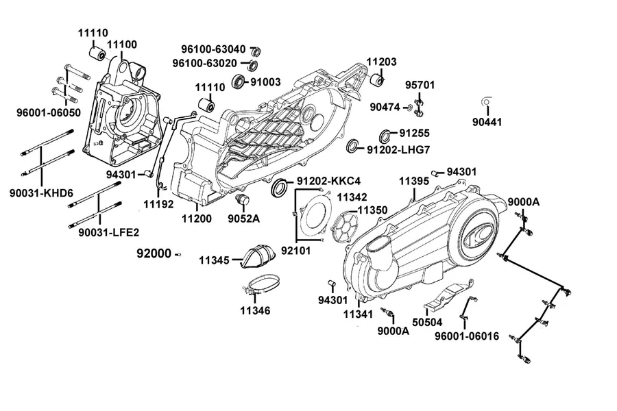 E01 Crank Case parts diagram