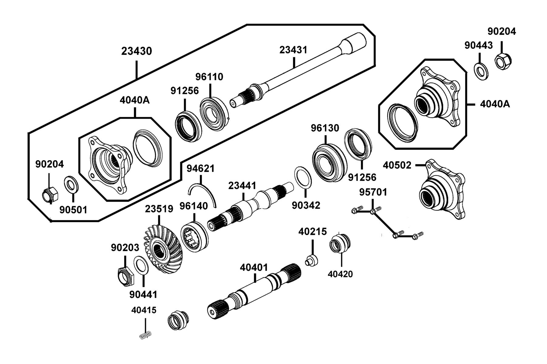 UXV 450i LE (2016~) Shaft Drive Front parts diagram