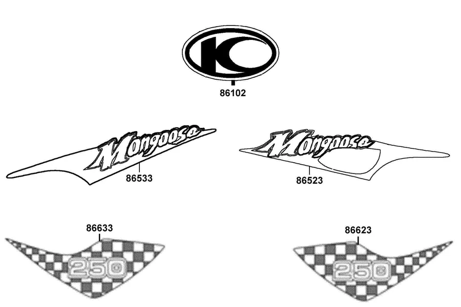 F25 Emblem and Stripe parts diagram