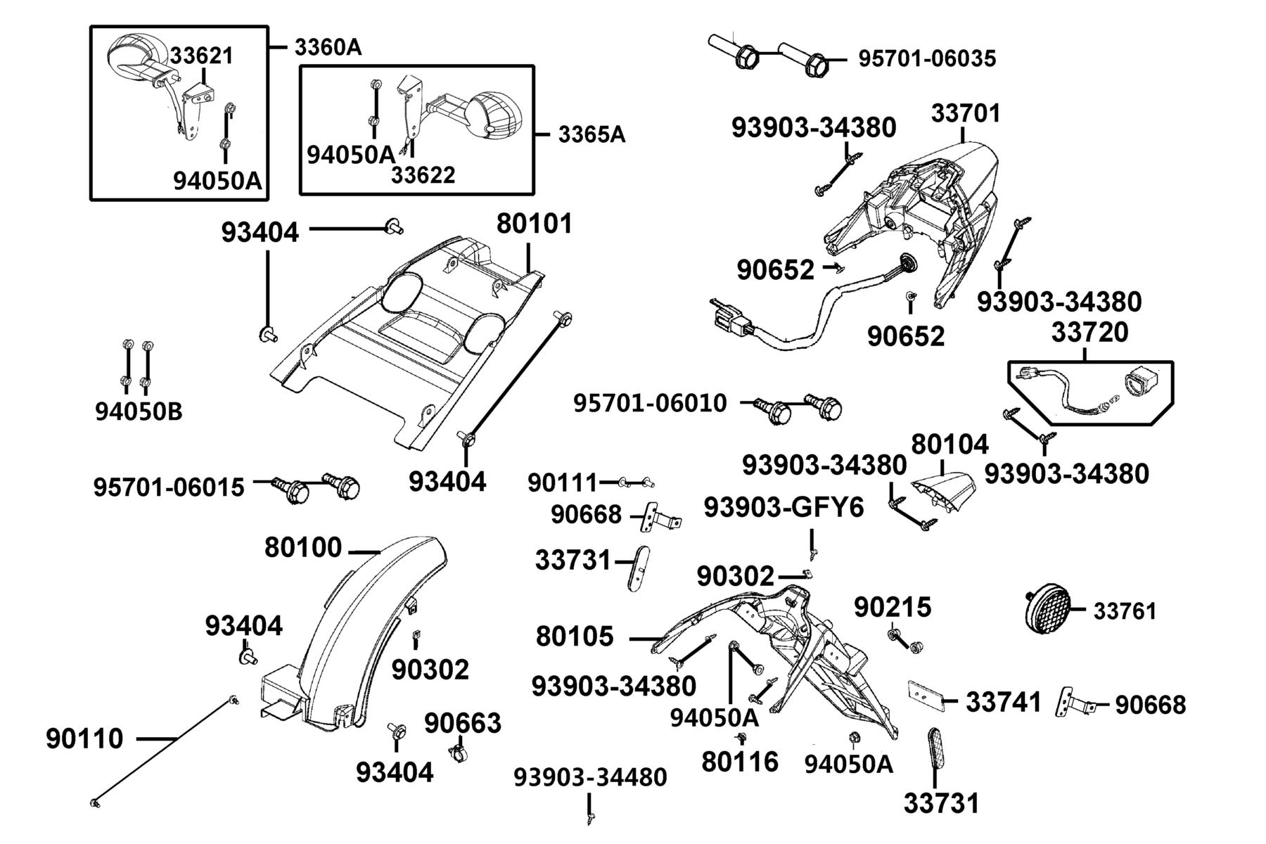 New People S 150(2023) Tail Light parts diagram