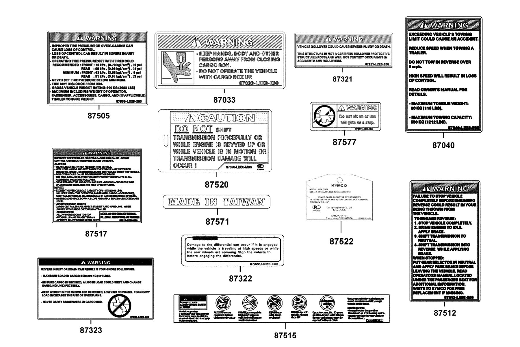 UXV 700i (2017~) Caution Label parts diagram