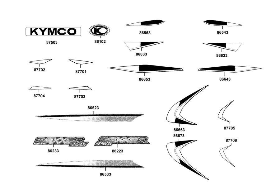 F25 Emblem and Stripe parts diagram
