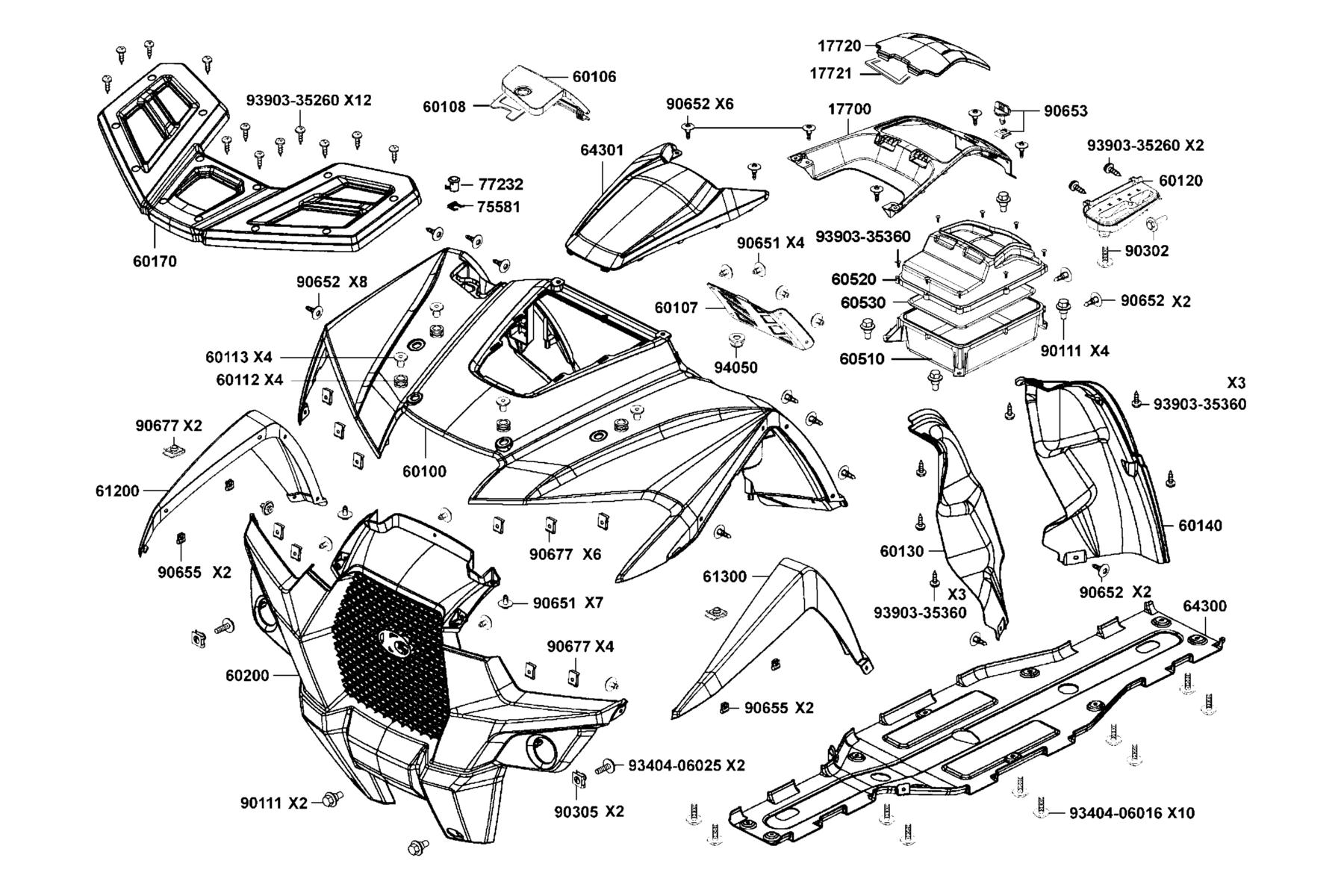 MXU Fender Front parts diagram