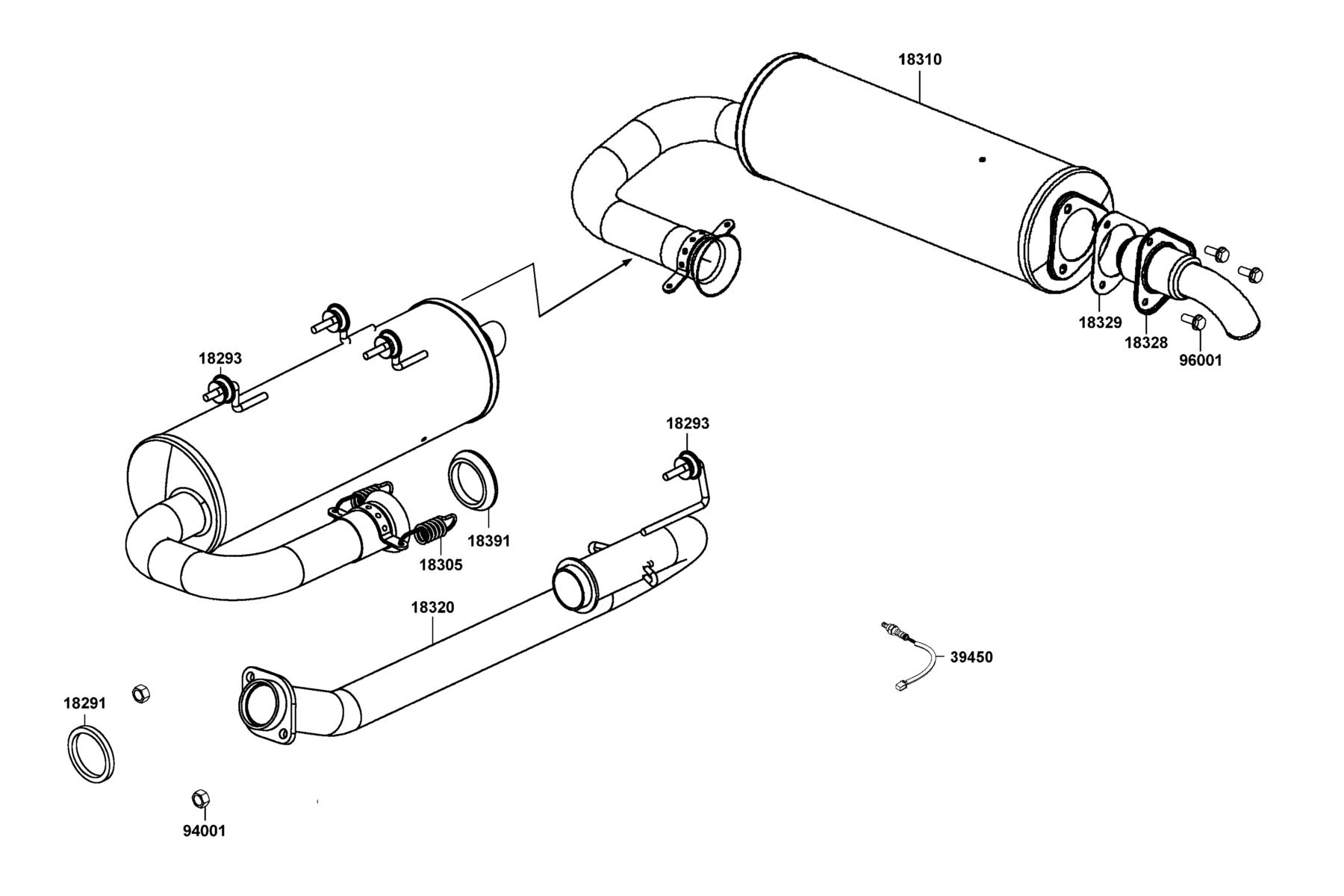 UXV 450i MY2024 Exhaust Muffler parts diagram