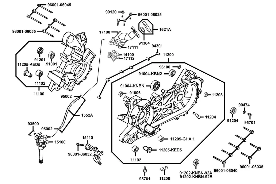 E09 Crankcase and Oil Pump parts diagram