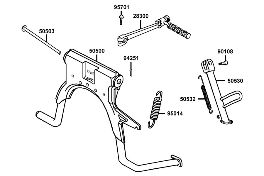 F16 Stand and Kick Starter Arm parts diagram