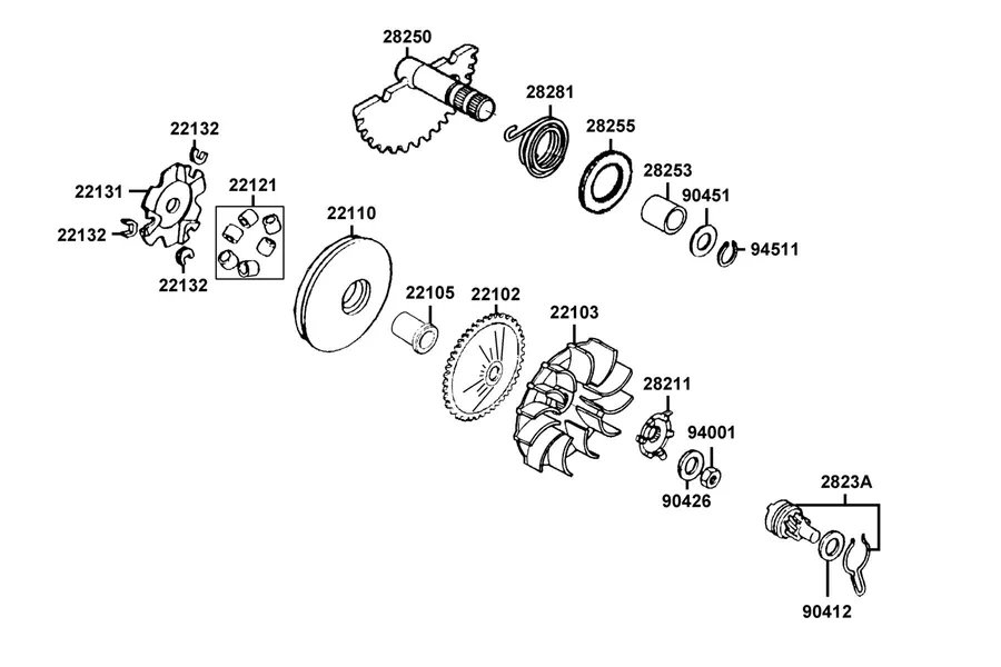 E06 Ratchet Kick Starer parts diagram