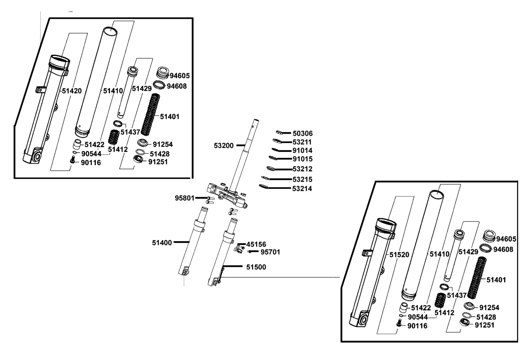 LIKE 200(2010~) Stem Steering ● Front Cushion parts diagram