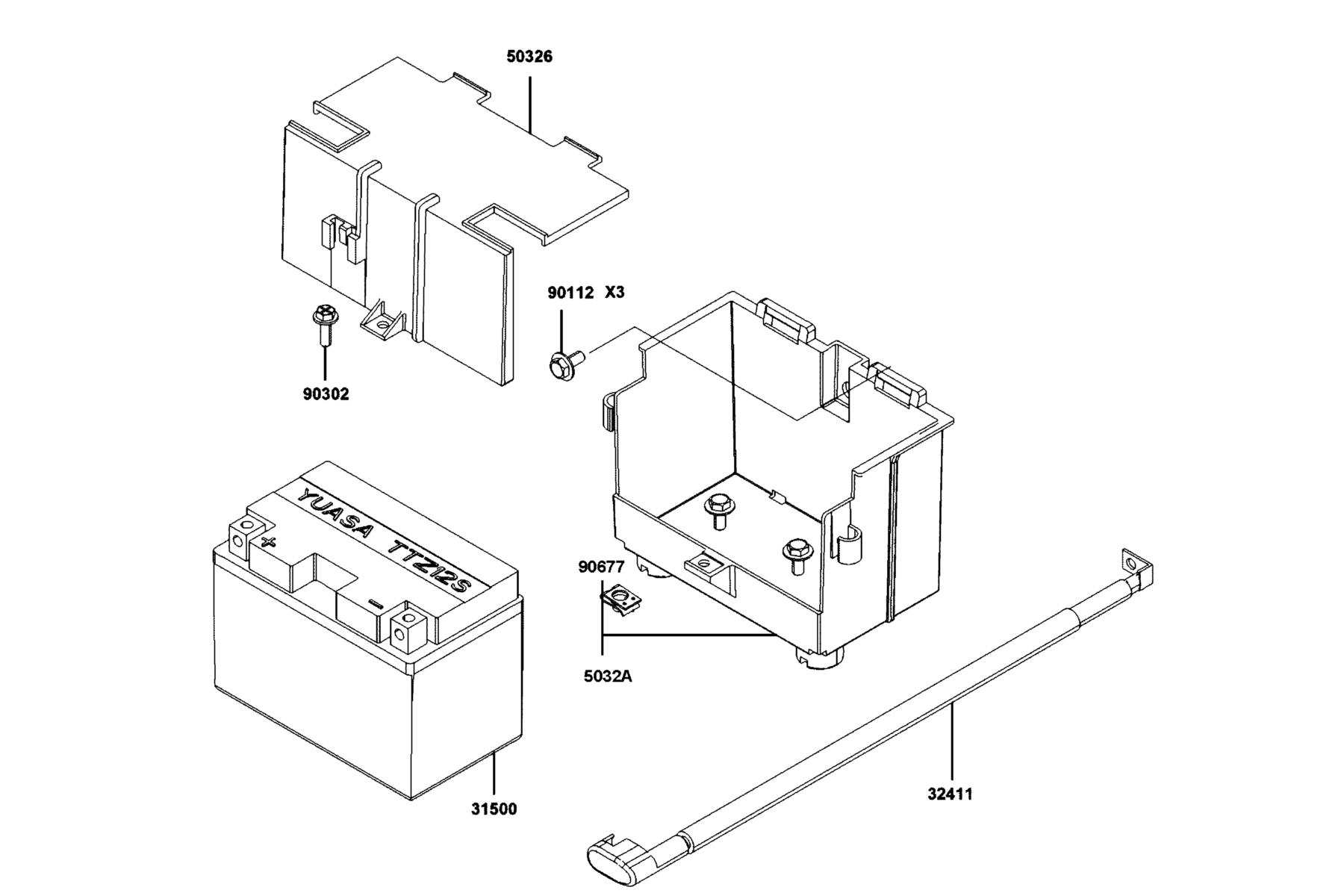DOWNTOWN GT 350 Battery parts diagram