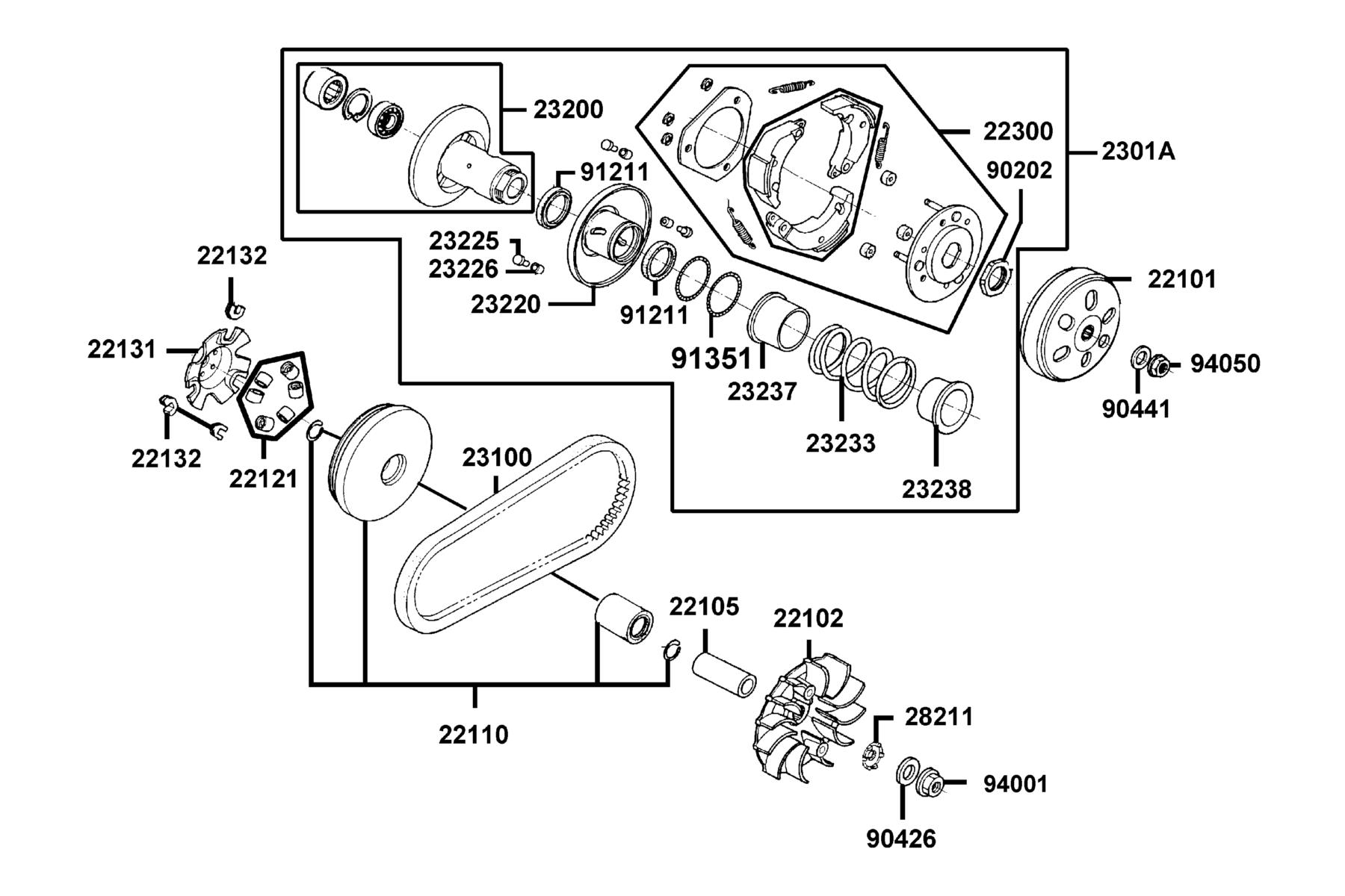 LIKE(2019~) Driven Pulley parts diagram